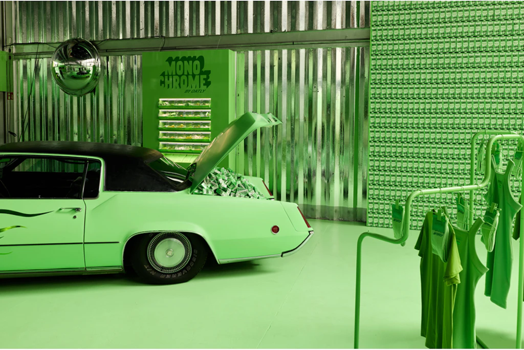 Der Oatly-Pop-up-Store am Kurfürstendamm vereint Design, Kulinarik und Event-Specials rund um die Matcha-Farbe.