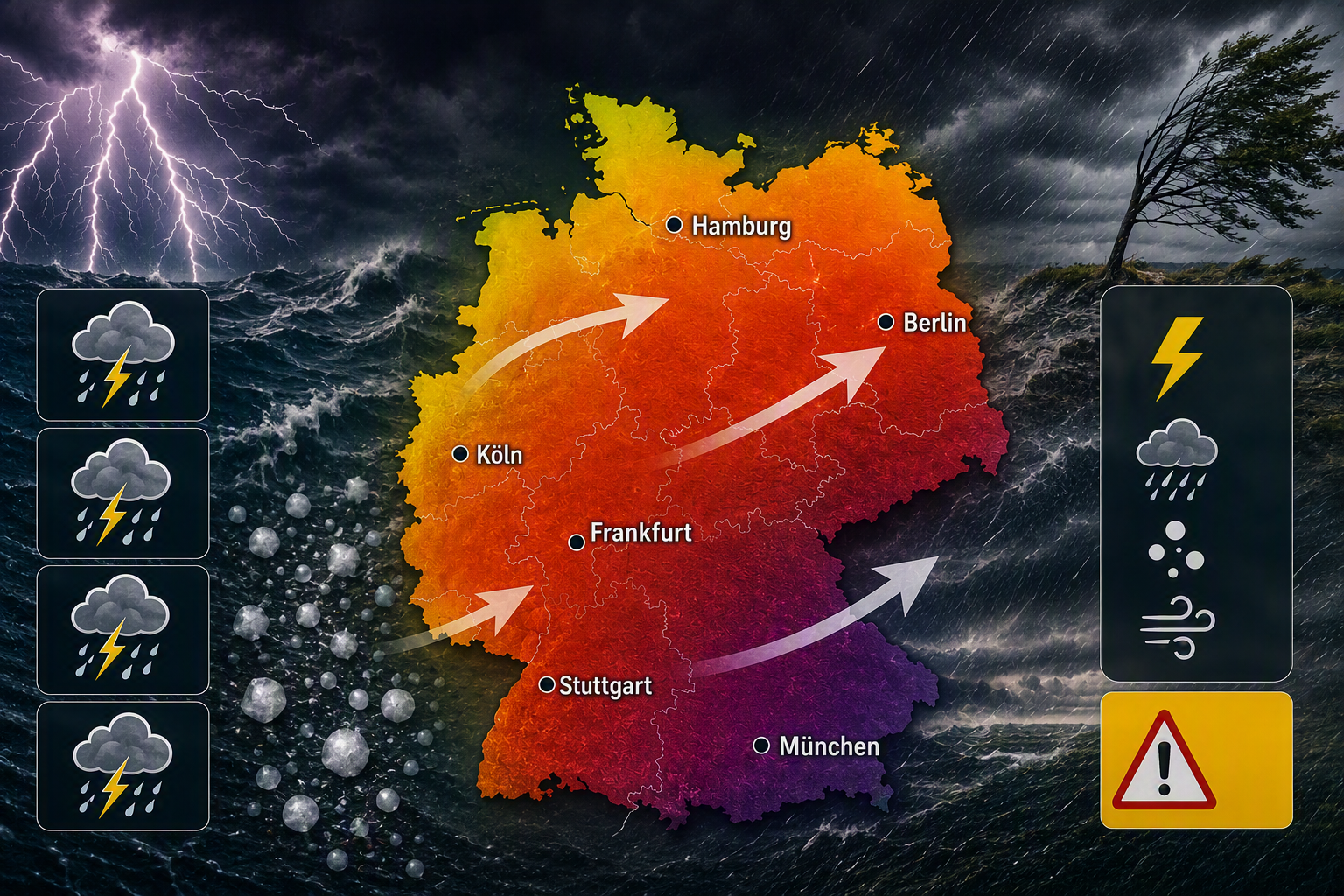 Gewitter, Hagel, Sturm: Hier kracht es jetzt gewaltig!