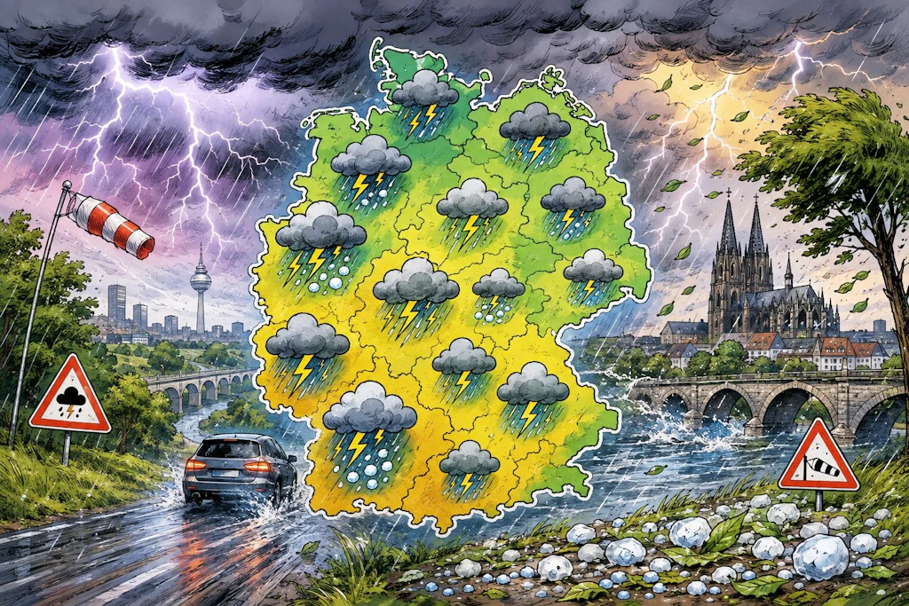 In ganz Deutschland werden bis Samstagmorgen schwere Gewitter erwartet.
