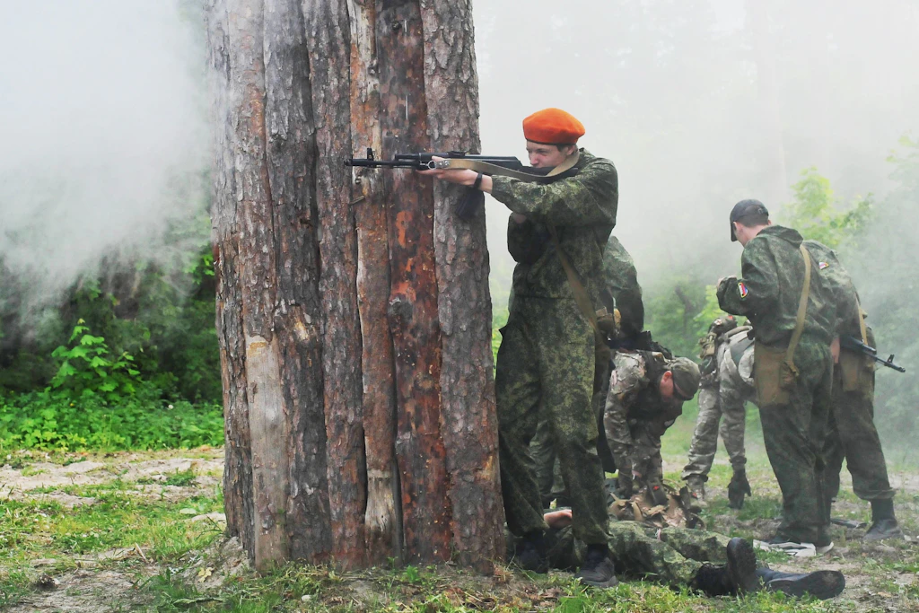 Russische Soldaten während einer Übung in der Region Tambov.