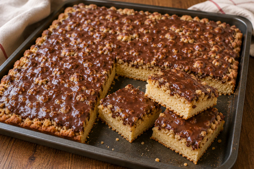 Wer ein Blech glasierten Streuselkuchen backt, kann garantiert das ganze Wochenende davon essen - und sich sogar noch den Start in die neue Woche versüßen!
