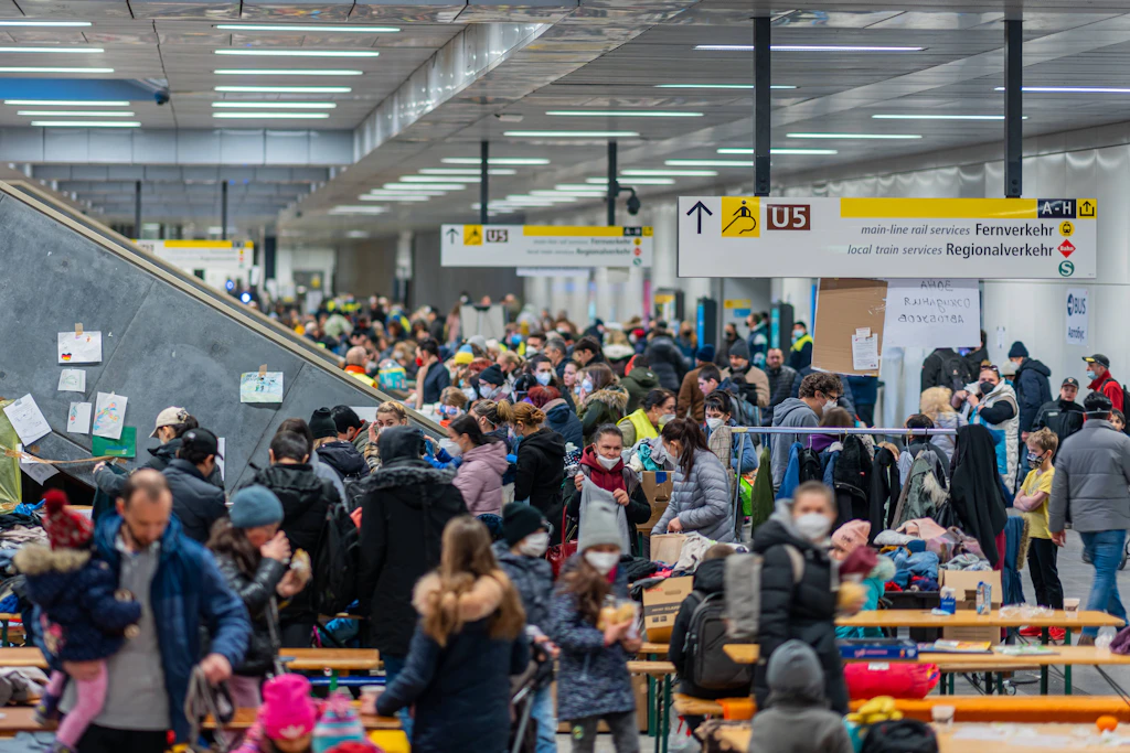 Erstversorgung von Geflüchteten am Berliner Hauptbahnhof im März 2022.