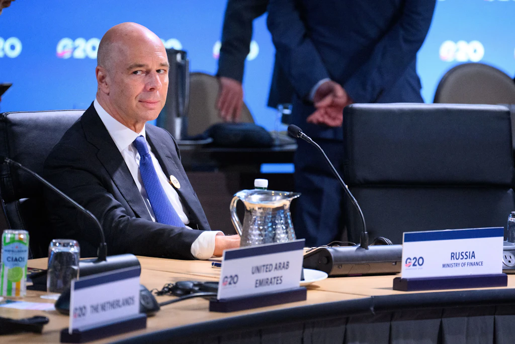 Anton Siluanow, Finanzmister von Russland, sitzt beim Treffen der Finanzminister und Zentralbankchefs der G20-Staaten.