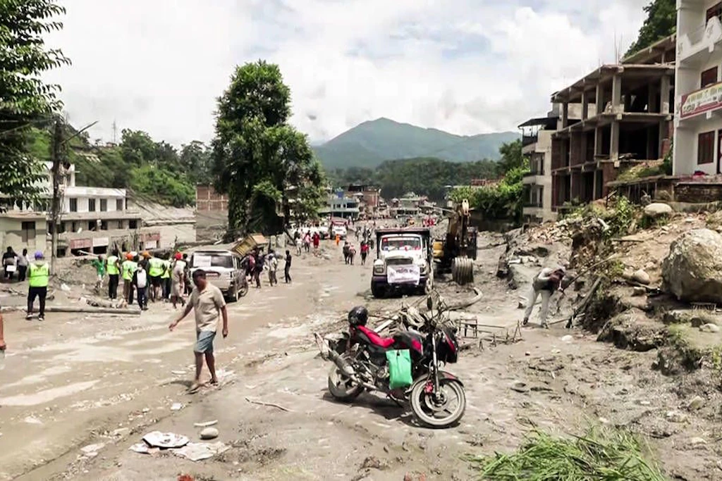 Zerstörungen in Nepals Trishuli-Region nach der verheerenden Flut