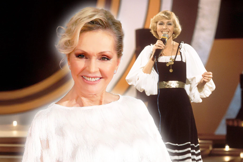 Helena Vondráčková bei einem Auftritt im Berliner Friedrichstadt-Palast im Jahr 1976 und vor ein paar Jahren bei einer Veranstaltung. Die Sängerin, die in der DDR ein TV-Star war, ist auch mit fast 80 Jahren noch topfit!