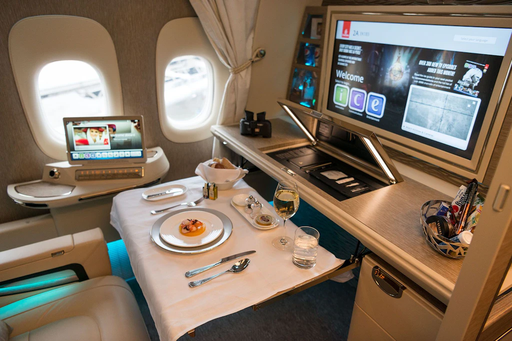 Ein Blick in die First Class einer Boeing 777-300ER von Emirates. 