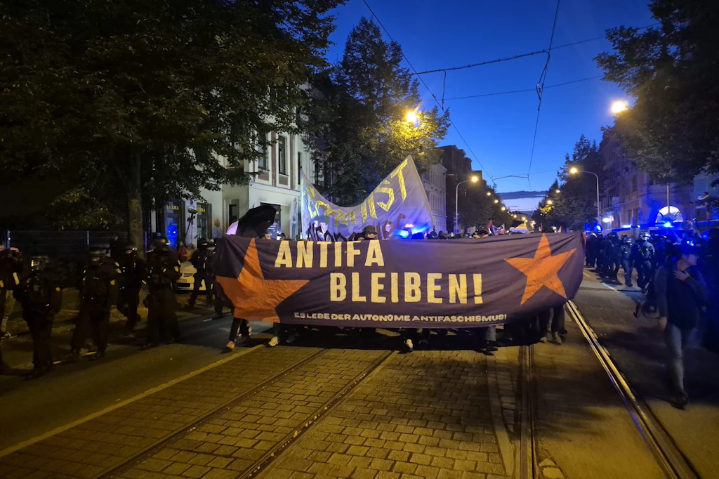 Protest der Antifa in Halle.