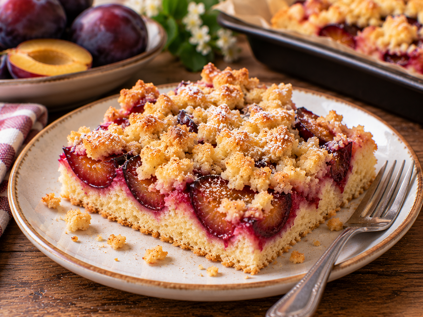 Pflaumenkuchen mit Streuseln: Diese Menge Obst macht den Blechkuchen so saftig