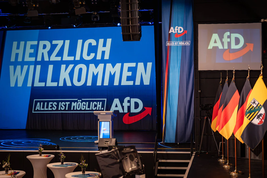 Blick in den Veranstaltungssaal vor Beginn der Veranstaltung gegen 17:20 Uhr am WahlabendLandtagswahl Sachsen-Anhalt 2026.