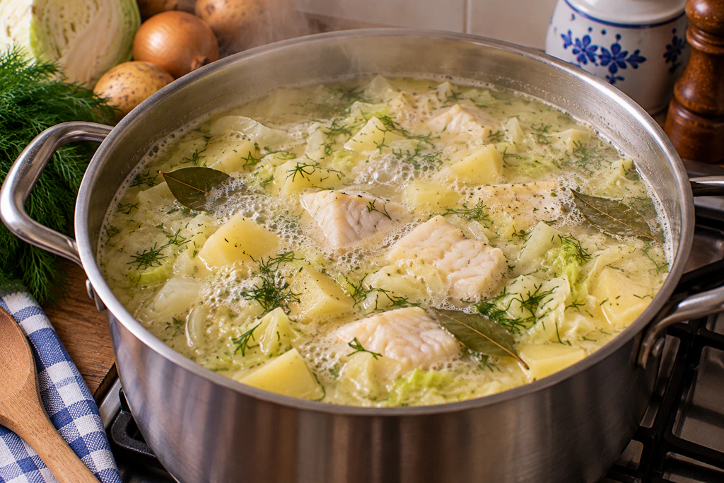 Die Ahlbecker Fischsuppe ist schnell gekocht und schmeckt bringt den Geschmack der Küste auf den Tisch, auch wenn gerade keine Zeit für Urlaub ist.