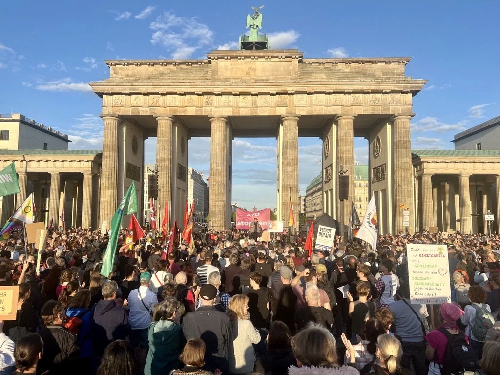 Linken-Chef Pantisano auf Anti-AfD-Demo: „Wahlergebnis ist Misstrauensvotum für Merz-Regierung“