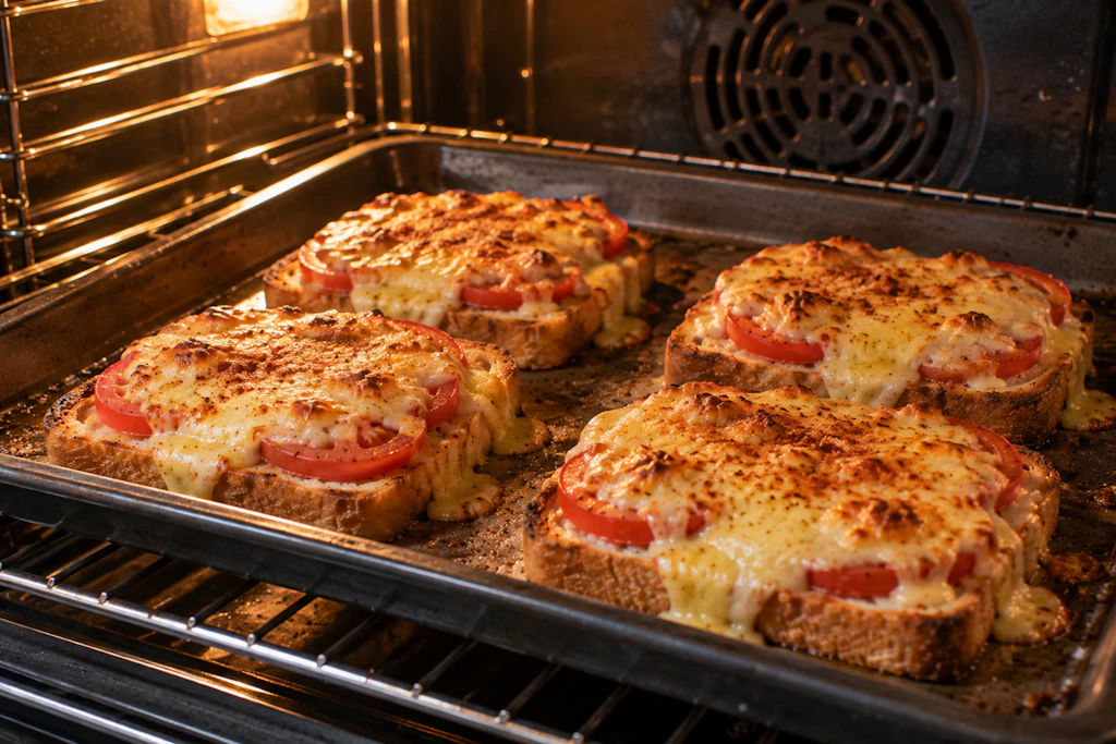 Im Ofen werden die Bierschnitten nach einem Rezept aus der DDR lecker überbacken. Servieren Sie sie am besten mit einem frischen Salat. Guten Appetit!