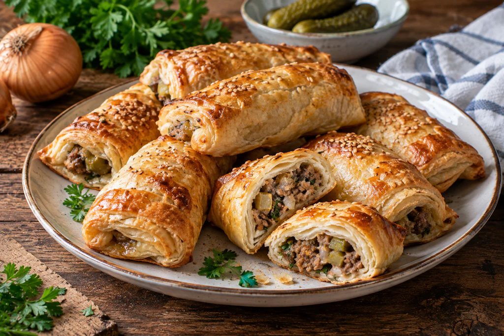 Rezept für Blätterteigröllchen mit Hack-Füllung: Schneller Snack zum Abendbrot