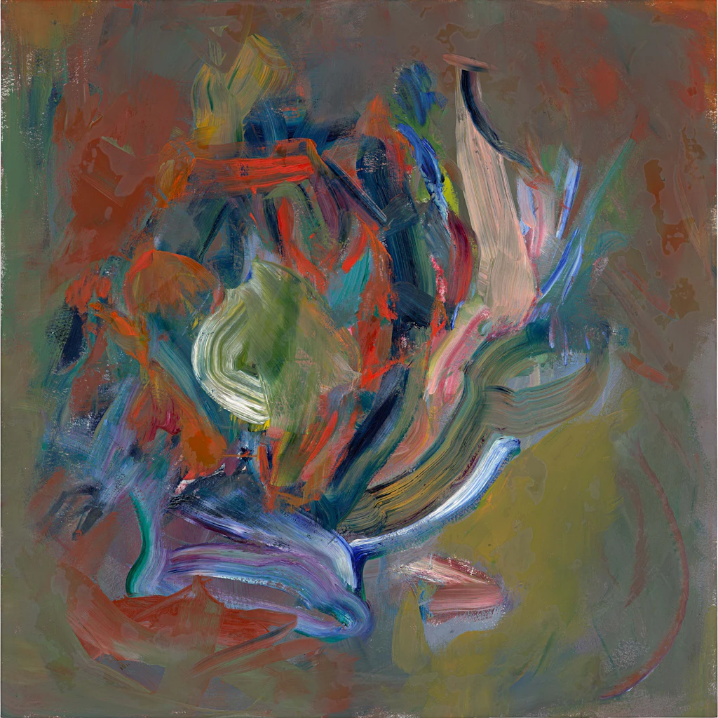 Farben und Formen wie in einer Zentrifuge: „Cheerful Spleen“ II, 2022, Öl auf Papier