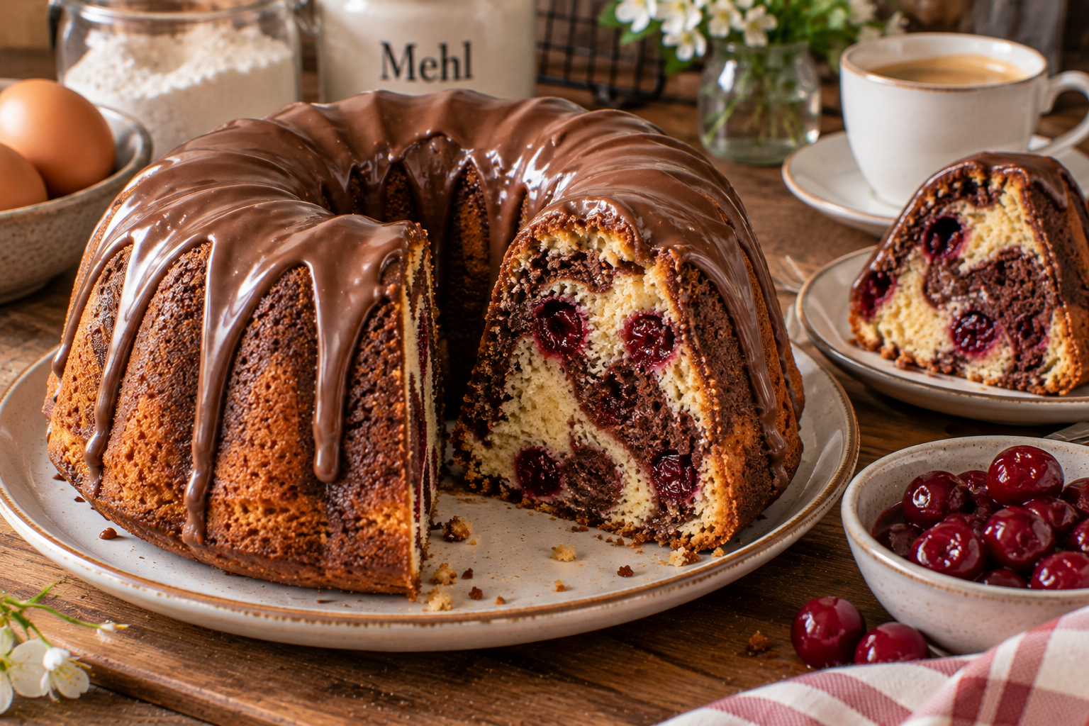 Rezept für Marmor-Gugelhupf wie in „Das große Backen“: Klassiker mit Kirschen