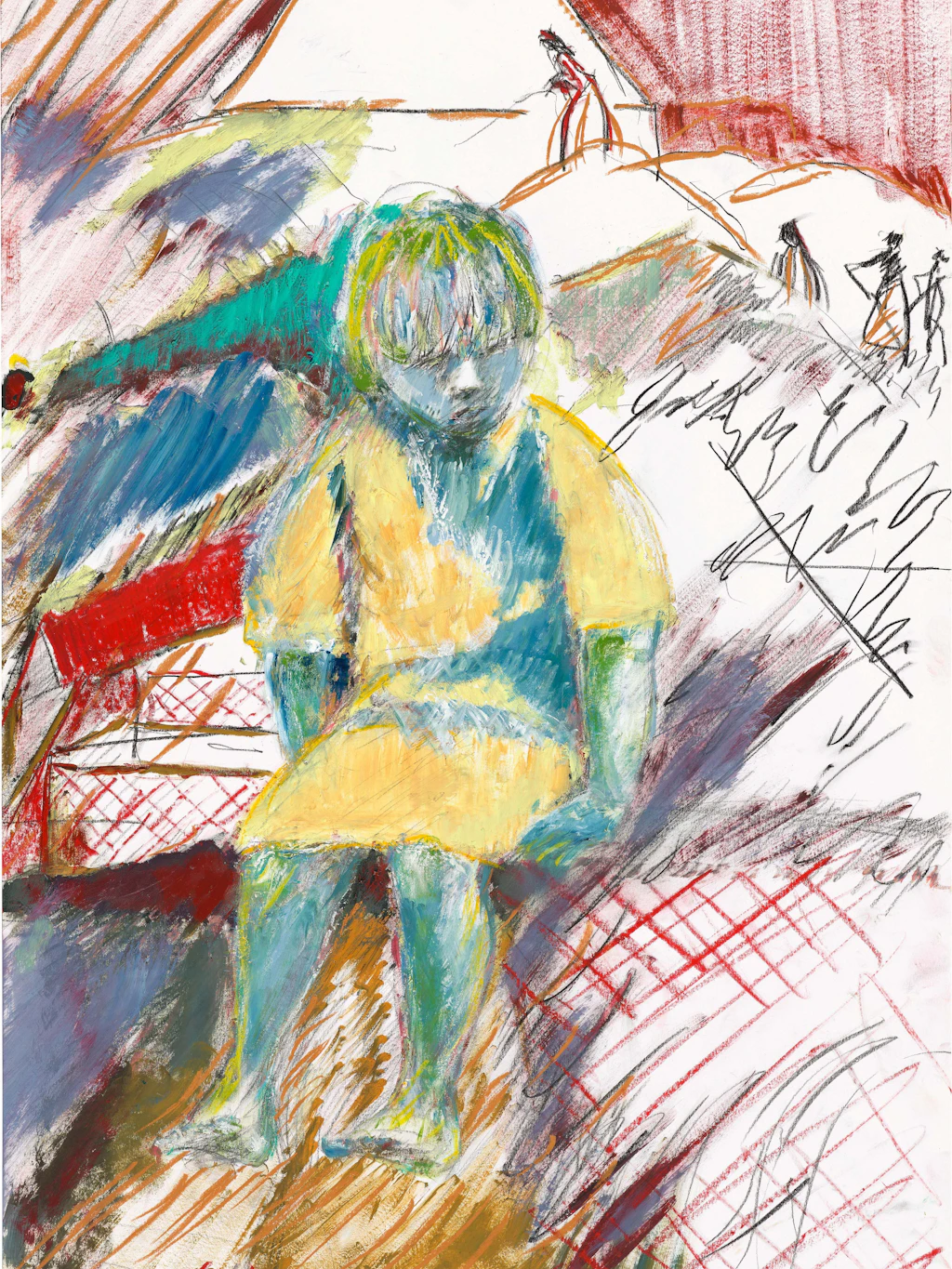 „Das Kind“ II, 2017, Holzkohle, Ölpastell auf Papier