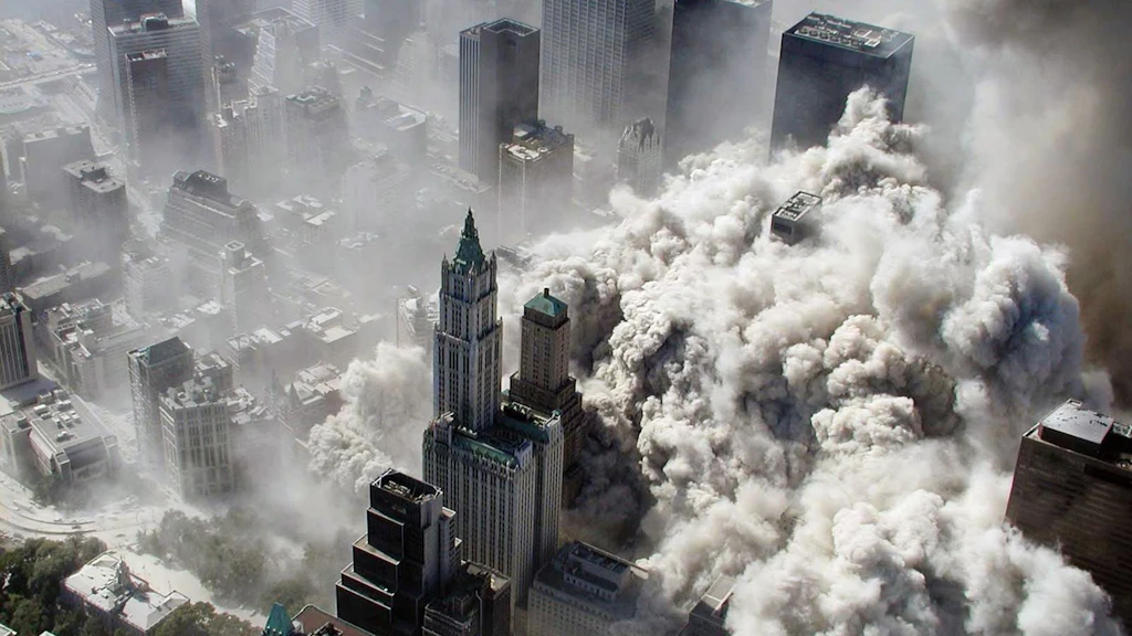 Dichter Rauch in Lower Manhattan kurz nach dem Einsturz der Zwillingstürme