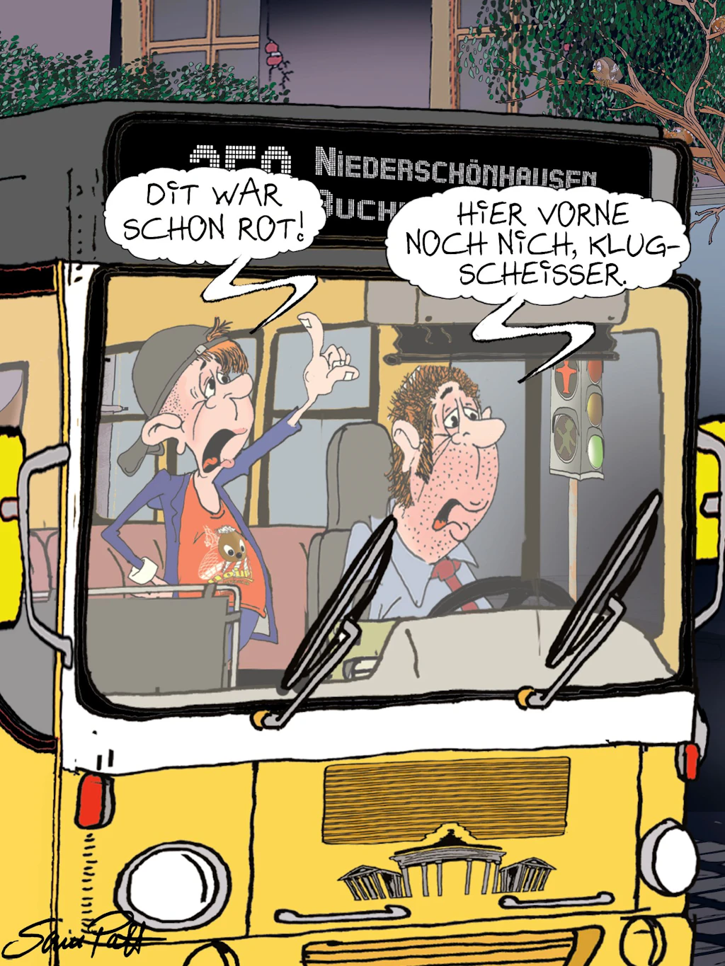 Zeichner Sam Paff fängt mit seinem Cartoon des Tages den typischen Berliner Humor für unsere Rubrik Witz des Tages immer wieder herrlich ein.