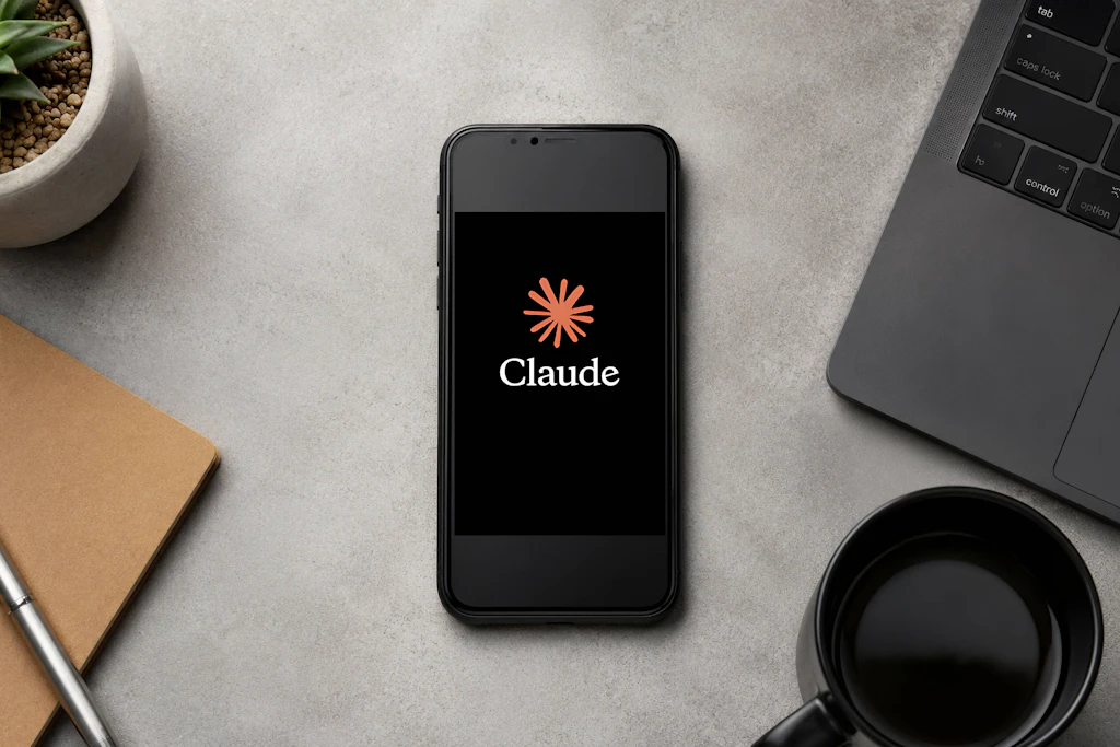 Die App des KI-Assistenten Claude auf einem Smartphone.