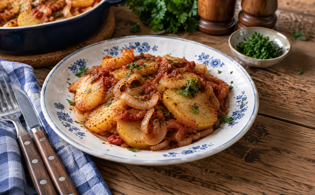 Rezept für Schmorkartoffeln auf ungarische Art: Herzhaft und frisch aus dem Ofen