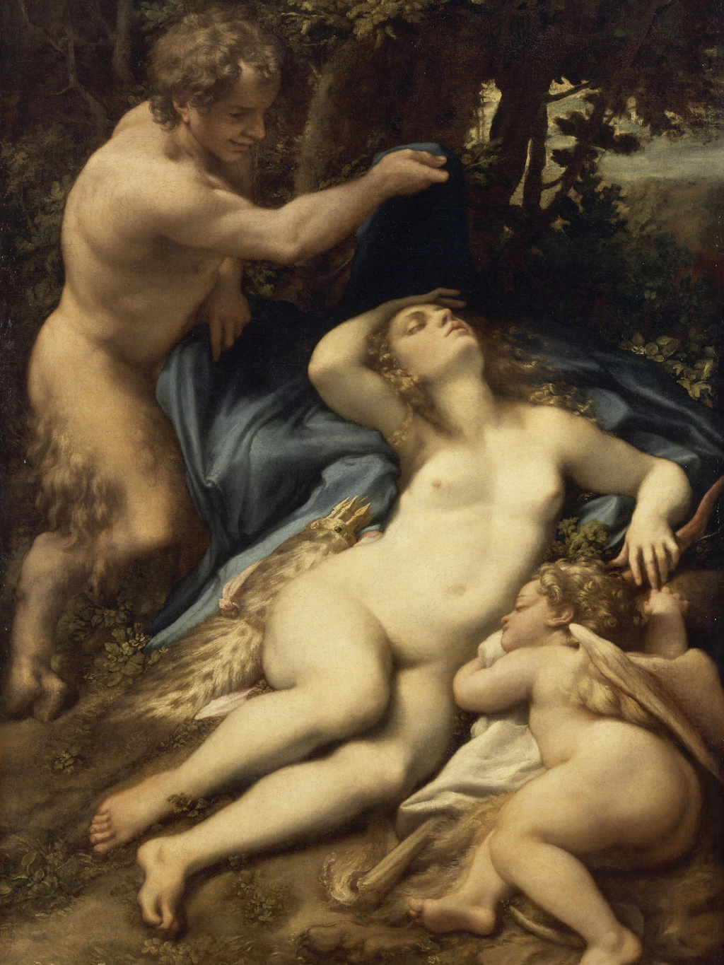 Correggio, „Venus und Cupido mit Satyrum“, 1526/1528, Öl auf Leinwand