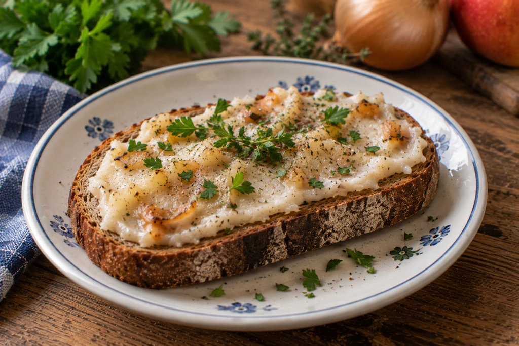 Ein Stück Brot mit etwas Apfel-Zwiebel-Schmalz: Manchmal braucht es gar nicht mehr für ein leckeres Abendbrot. Probieren Sie dieses herrliche Rezept von Kurt Drummer mal aus!