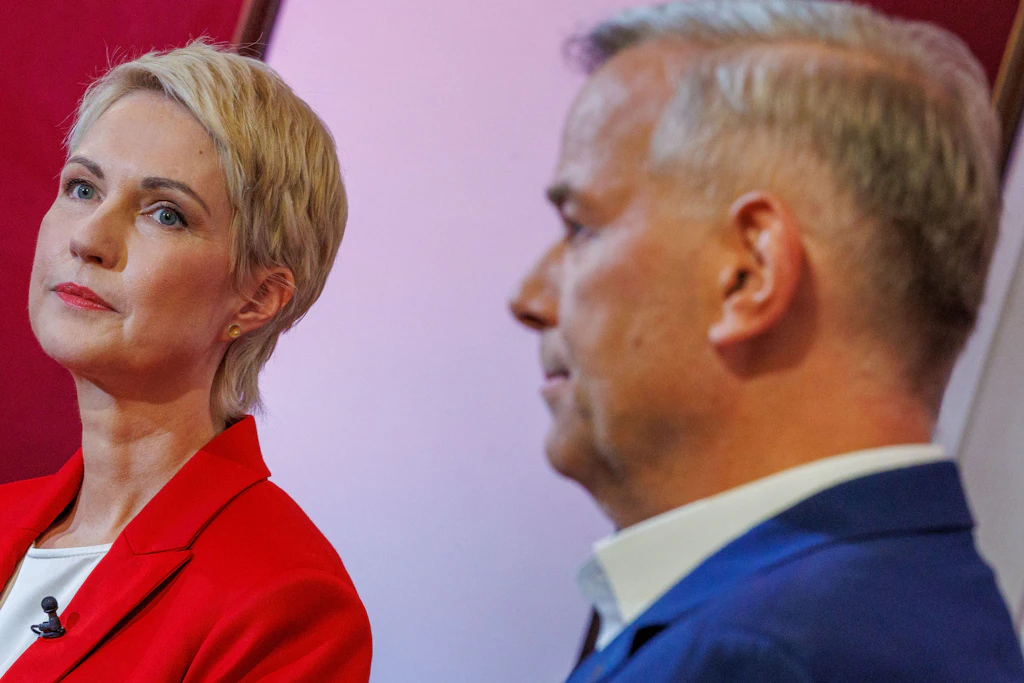 Ministerpräsidentin Schwesig (SPD) und Leif-Erik Holm, Ministerpräsidentenkandidat der AfD