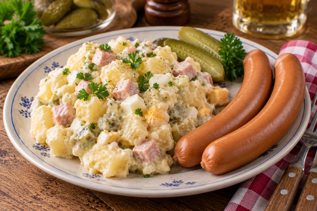 Das nächste Weihnachtsfest kommt bestimmt: Auch mit Wiener Würstchen schmeckt der Kartoffelsalat einfach herrlioch. Sie werden unser Rezept lieben!