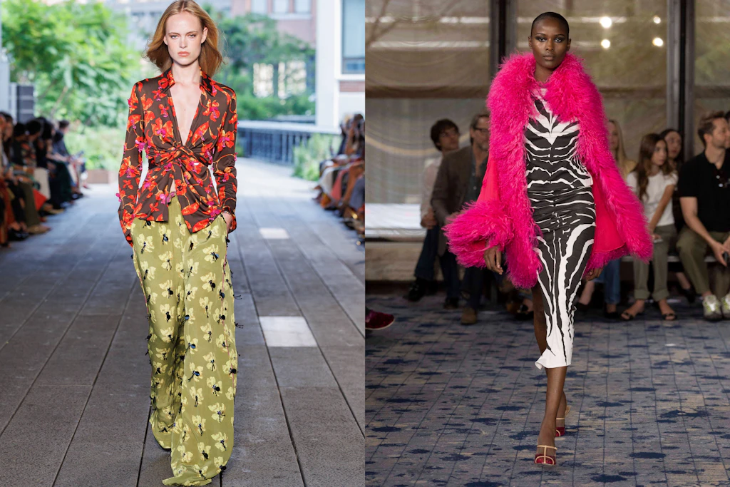 Extravagante Prints für das Frühjahr 2027 sahen wir bei Diane von Furstenberg und Conner Ives.
