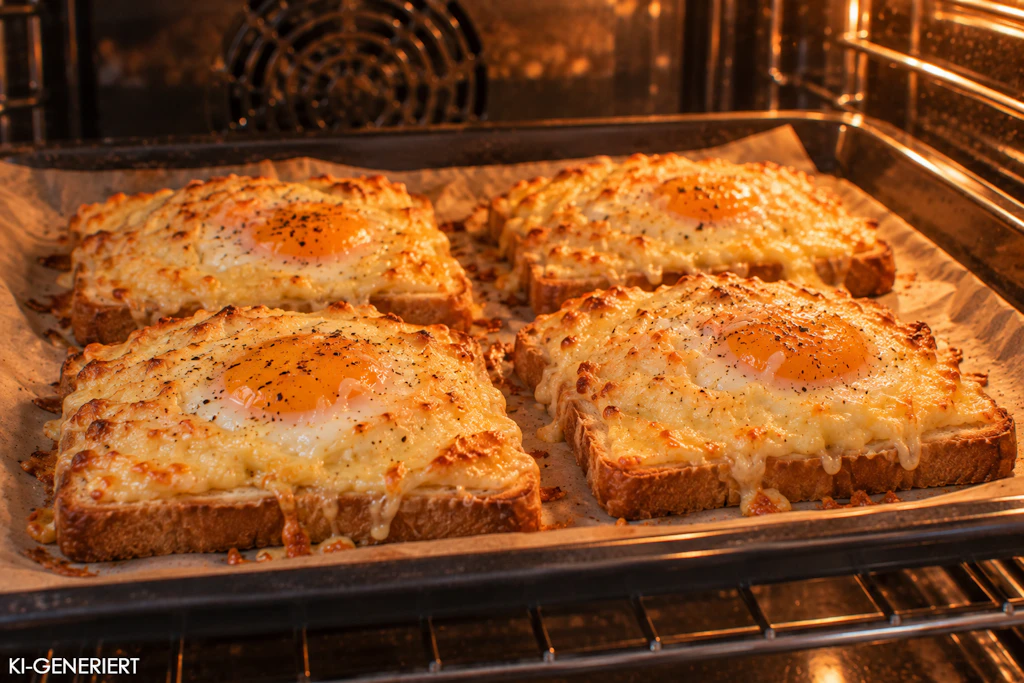 Im Ofen werden die Eierschnitten mit Käse lecker überbacken. So erhalten sie in kurzer Zeit einen Snack nach einem richtig genialen Rezept!