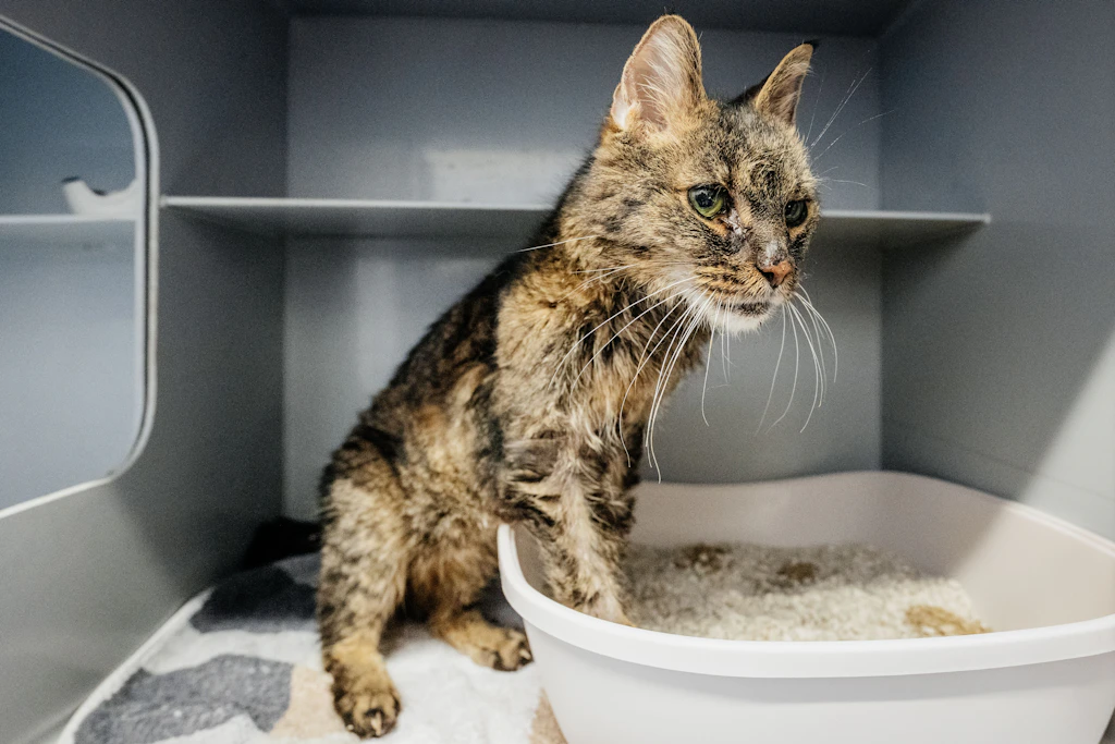 Eine Katze in einer Tierbox (Symbolbild). Nach einem Fall von mutmaßlicher Tiersammelsucht in Paris mussten einige der Tiere direkt in eine Tierklinik.