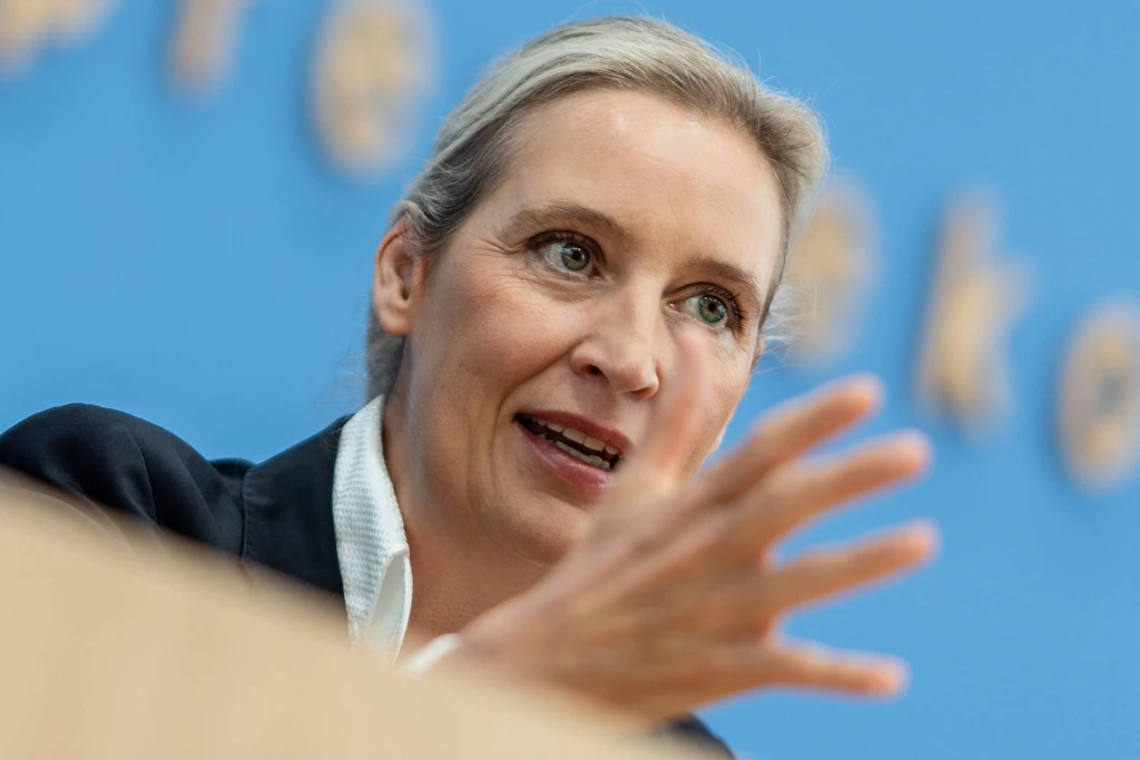 Alice Weidel, Bundesvorsitzende AfD, während der Bundespressekonferenz: