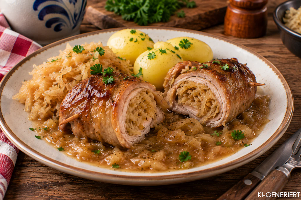 Wer Rouladen mag, wird dieses Rezept für Sauerkrautrouladen lieben! Hier kommt das Kraut nicht nur als Beilage auf den Teller, sondern als Füllung die Roulade. Köstlich und raffiniert!