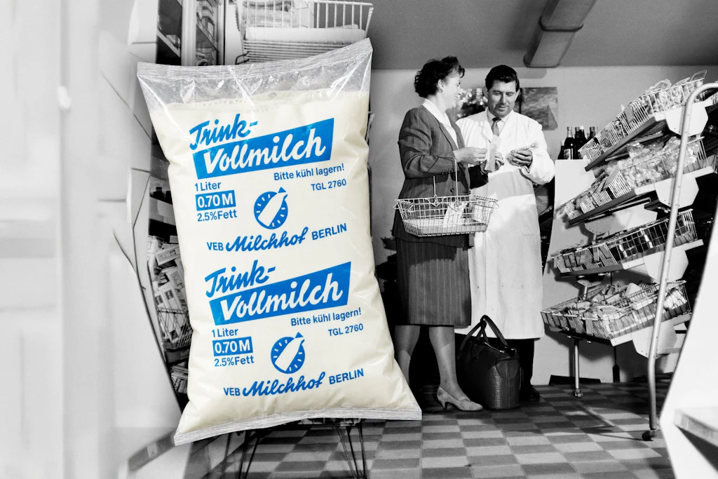 Früher wurde die Milch in Plastebeuteln verkauft, auch in der DDR. Wie schwierig der Umgang mit den dünnen Tüten war, wissen viele noch heute.