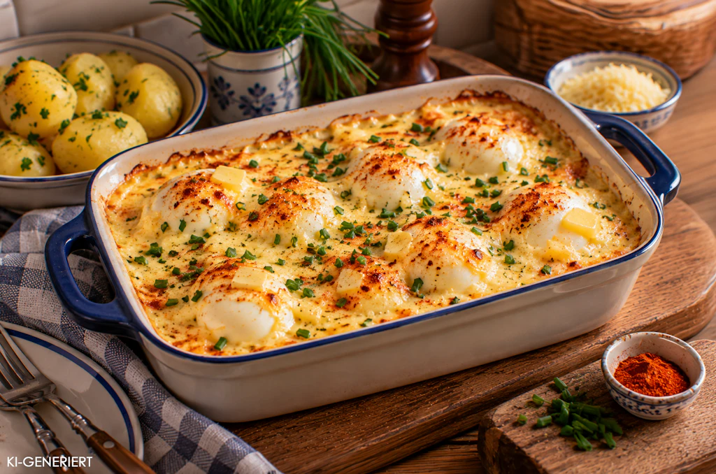 Rezept für Holländische Eier in Käsesoße: Cremiger Genuss für den Feierabend