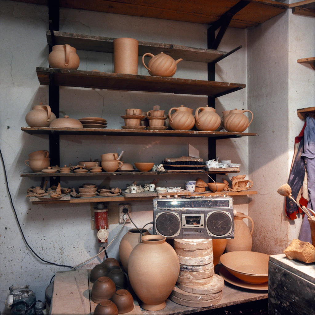 Rohlinge, die aufs Bemalen warteten: In der Werkstatt von Wilfriede Maaß, 1980er-Jahre