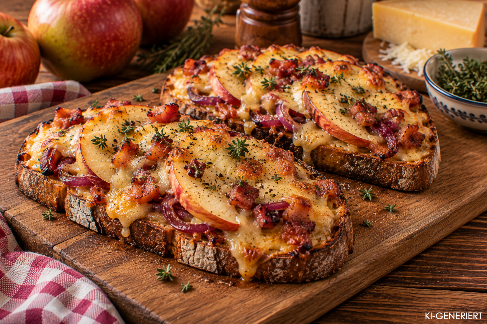 Rezept für Oktoberschnitte aus dem Ofen: Abendbrot mit Speck und Bergkäse