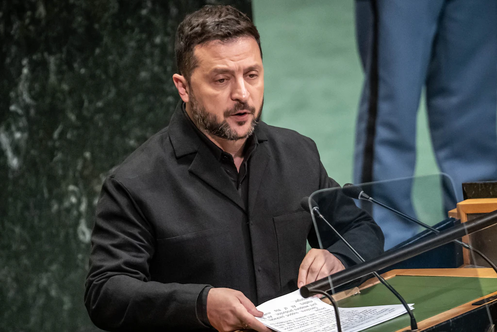 Der ukrainische Präsident Wolodymyr Selenskyj spricht bei der UN-Generalversammlung.