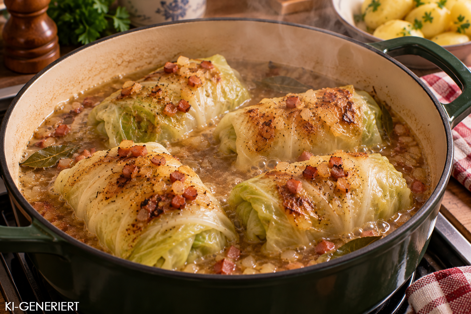 Rezept für Weißkohlrollen mit Gemüsefüllung: Kohlroulade mal ganz ohne Hack