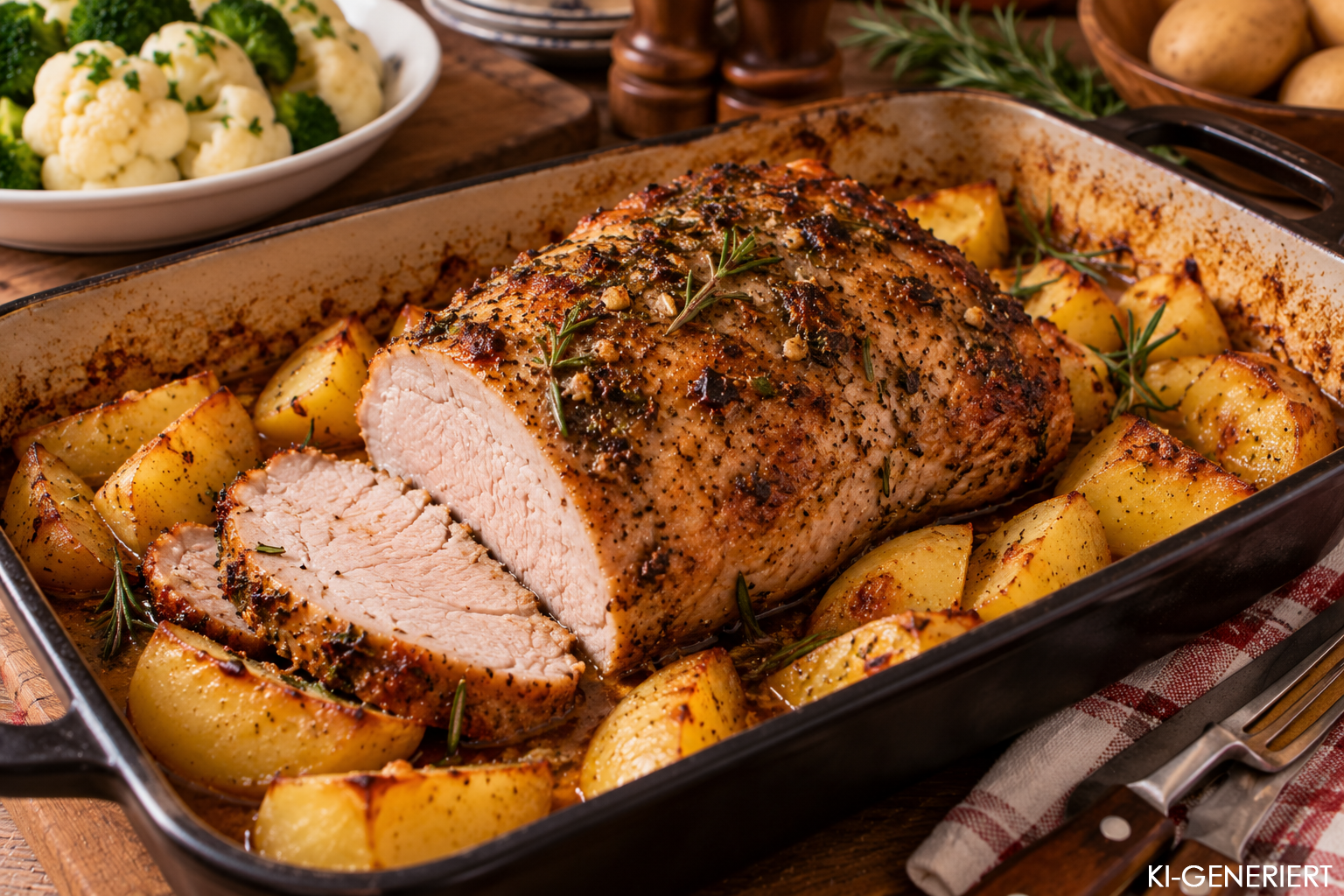 Rezept für Schweinebraten Florentiner Art mit Rosmarin und Knoblauch