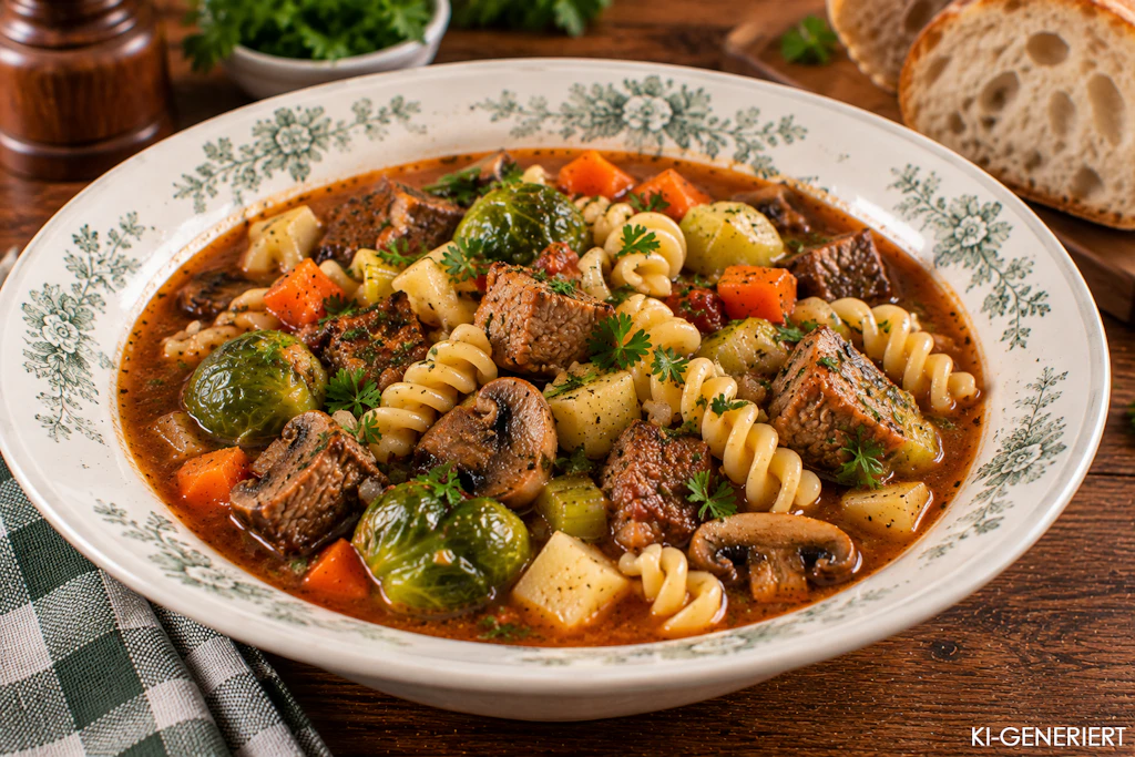 Dieser italienische Nudeltopf vereint alles, was Nudelsuppen lecker macht. Und das Rezept überrascht dabei mit einem ganz besonderen Aroma!