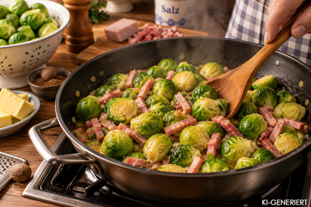 Rezept für Rosenkohl mit Schinken: So wird das Herbstgemüse richtig deftig