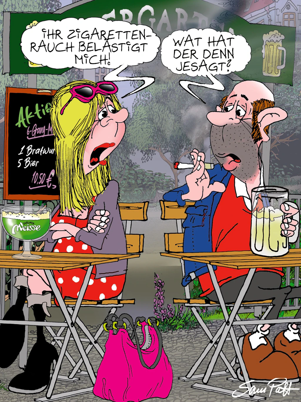 Der Cartoon des Tages fängt jeden Tag die typische Berliner Schlagfertigkeit ein. Damit bringt sie unser Zeichner Sam Paff in der Rubrik Witz des Tages zum Schmunzeln.