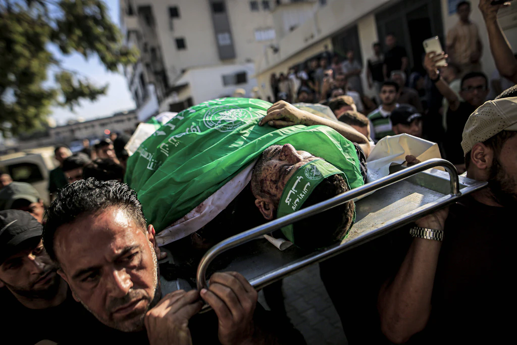 Trauerfeier für Ahmed al-Batsh, den Kommandeur der Jabalia-Brigade des bewaffneten Flügels der Hamas, am 15. September in Gaza-Stadt