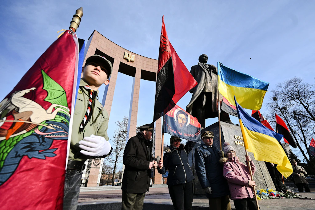 Gedenken an Stepan Bandera,den früheren Führer der Organisation Ukrainischer Nationalisten (OUN) zu seinem 116. Geburtstag in Lwiw.
