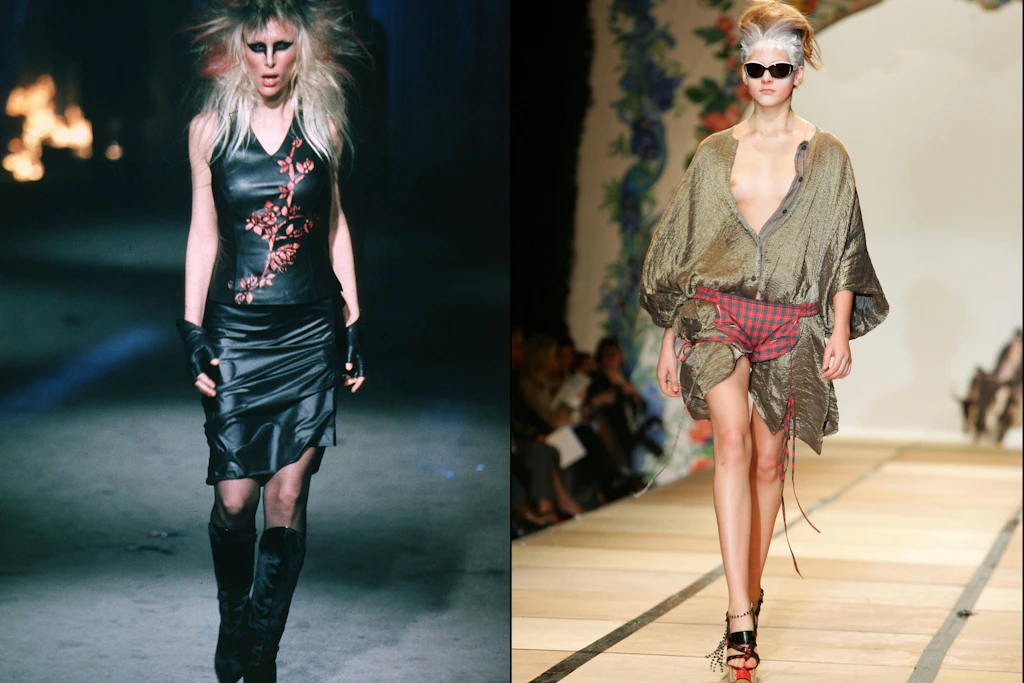 Begründer des Grunge: Links Alexander McQueen (Herbst/Winter 1997), rechts Vivienne Westwood (Frühling/Sommer 2005 in Paris).