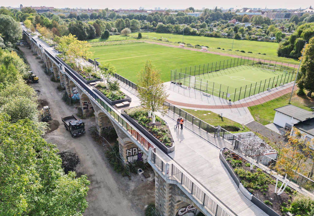 Sellerhäuser Viadukt in Leipzig fertig: Höhenpark kostet rund 8,1 Millionen Euro