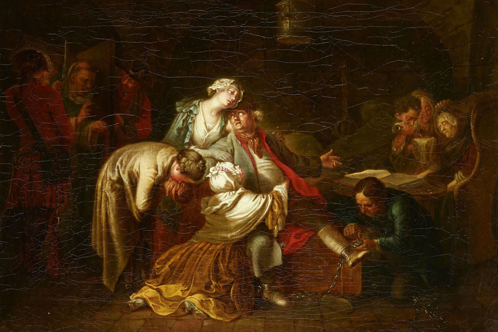 „Der Abschied des Jean Calas von seiner Familie“, Öl/Lw. (1767)