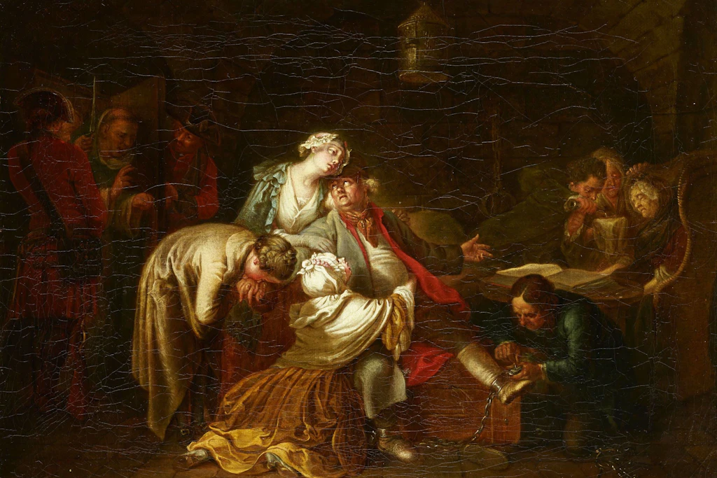 „Der Abschied des Jean Calas von seiner Familie“, Öl/Lw. (1767)