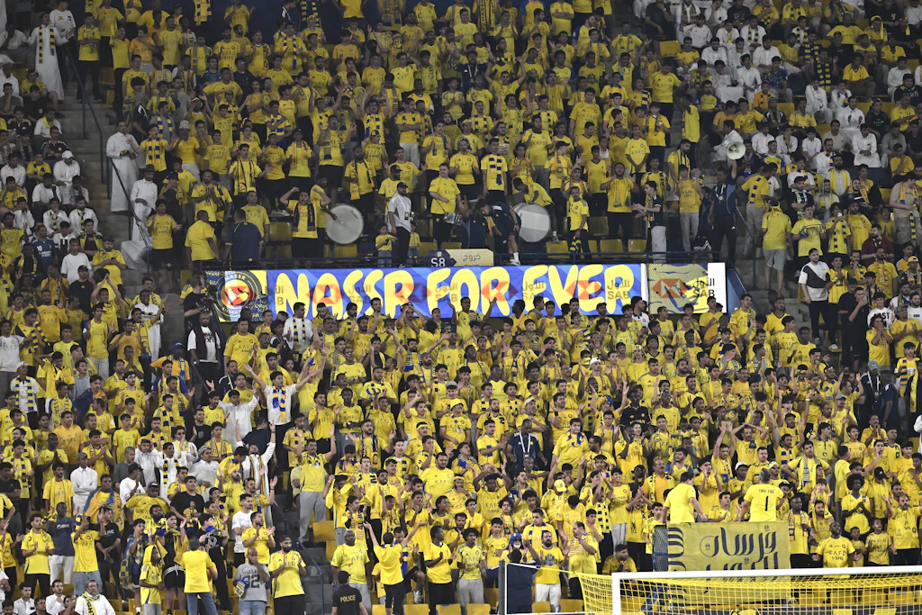 Fans des Vereins Al-Nassr beim saudischen Ligaspiel gegen Al-Taawon am 28. August 2026 in Riad.